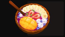 Smoothie Bowl food, fruit, color, yummy, smoothie, foodchallenge, lowpoly