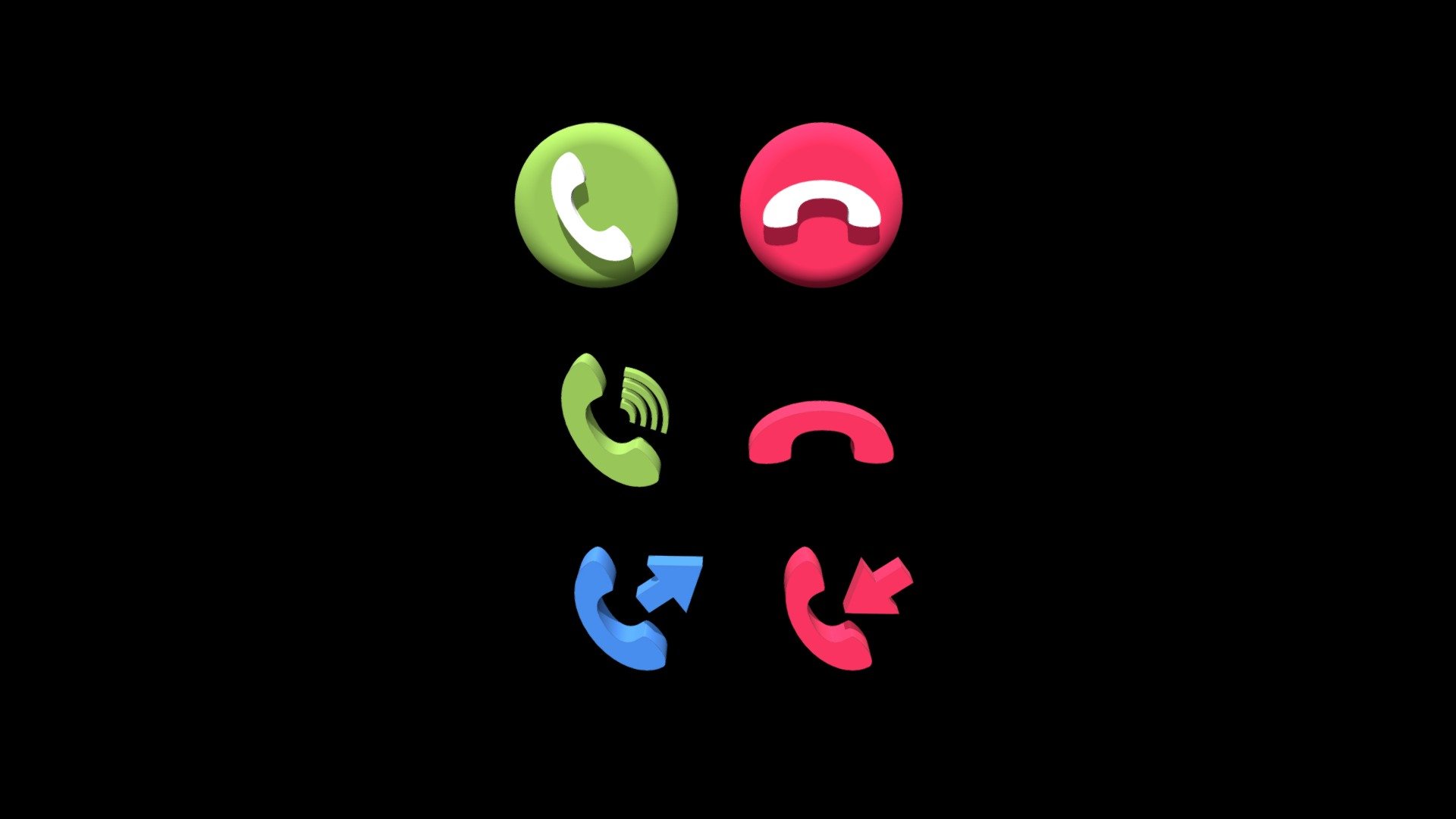 3D icons Call button/ Finish call/ Phone ringing/ Outcoming call/ Incoming call - 3D icons Phone/Call - Download Free 3D model by Sparrow (@innasparrow) 3d model