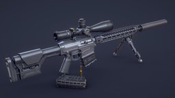Sniper Rifle OMEN .300 WIN MAG silencer, sniper-rifle, sniper-scope, weapon, pbr, winmag, bipods