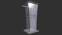 Long Glass Pulpit base, modern, stand, furniture, iglesia, shine, politics, pulpit, glossiness, pulpito, speech, lectern, church-furniture, low-poly, glass, lowpoly, church, discurso