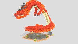 Red Wind Serpent asia, epic, nexus, china, traditional, serpent, blockbench, fantasy, dragon, wow, japanese, artsbykev, minecraft_dragon, red_serpent, wind_serpent, high_fantasy
