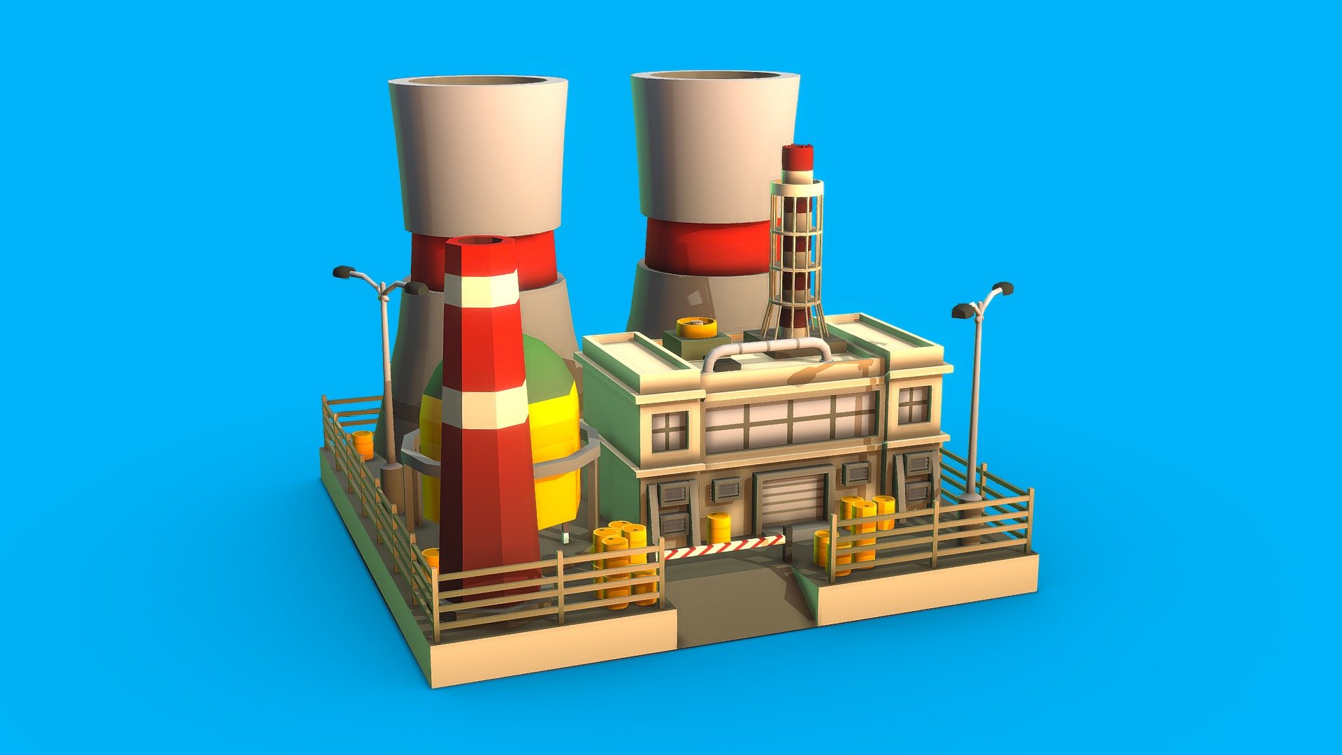 Stylised Miniature Nuclear Plant: Diorama - 3D model by Christian Whelan (@CEWSKILL) 3d model