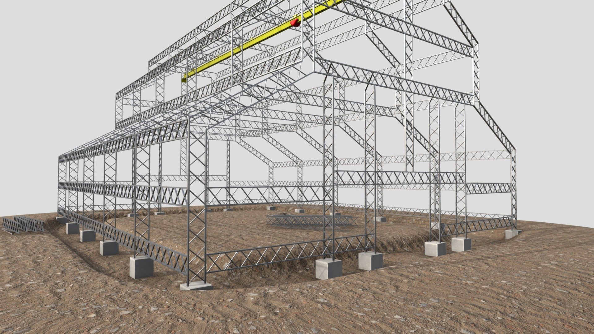 Warehouse Building Under Construction - Warehouse Building Construction Site - Download Free 3D model by jimbogies 3d model