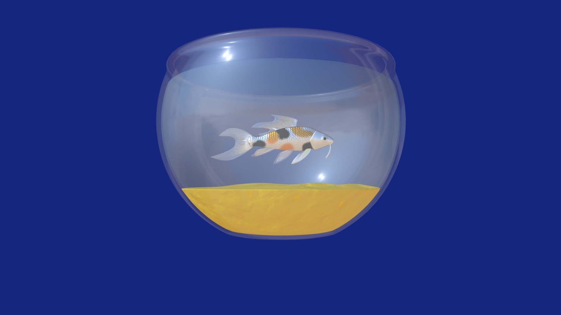 A Koi swimming around in a fish bowl - Swimming Koi in Fish Bowl - 3D model by Alolkoy 3d model