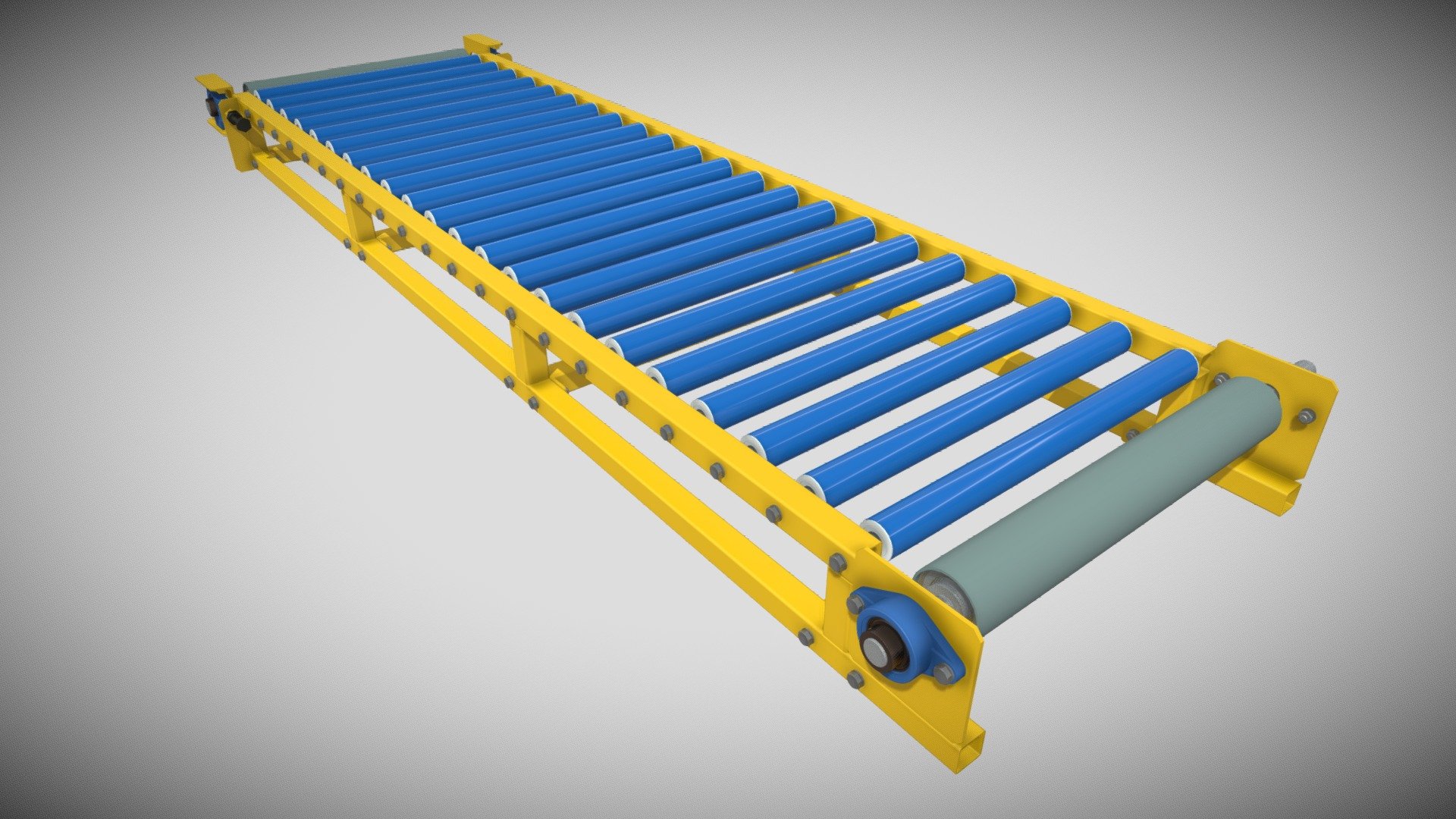 A basic conveyor belt with a square tube frame is a mechanical system used for the continuous transportation of materials from one place to another. The conveyor belt consists of a continuous band that moves over rollers, and the frame that supports and guides the belt is constructed with square tubes.

This design with square tubes in the fracommon in conveyor belts used in various industries such as mining, logistics, manufacturing, and agriculture, among others. The square shape of the tubes provides structural stability and facilitates the construction of the frame to support the required loads and working conditions 3d model