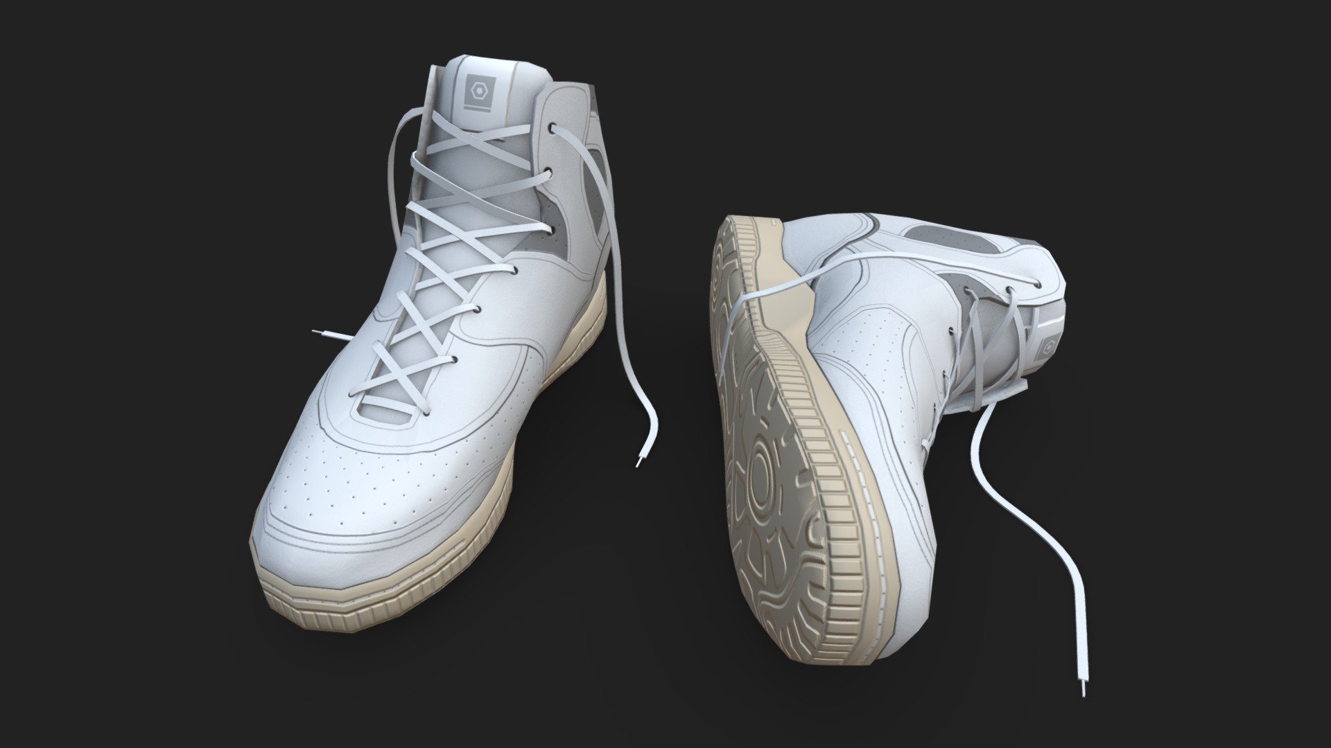 Low Poly White Sneakers. Source file: Cinema 4D (.c4d) - White Sneakers - 3D model by Andrey Sannikov (@ritordp) 3d model