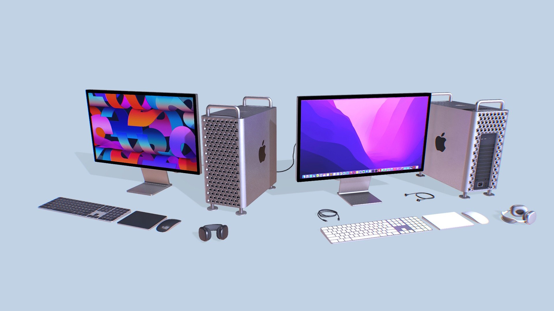 3D model of Mac Pro 2021 with keyboard, mouse , trackpad and airPods Max high-quality with multi screen textures each color and you can easily to put your screen
The model optimized for game engines (Unreal, Unity&hellip;)
Download includes .obj ,.fbx ,.blend file.
Textures: 2K PBR, bundled with additional textures for Unity and UnrealEngine.
Vertices 184,600 Faces 165,300













 - Mac Pro 2022 with keyboard mouse trackpad - Buy Royalty Free 3D model by dika3d (@ikad2023) 3d model