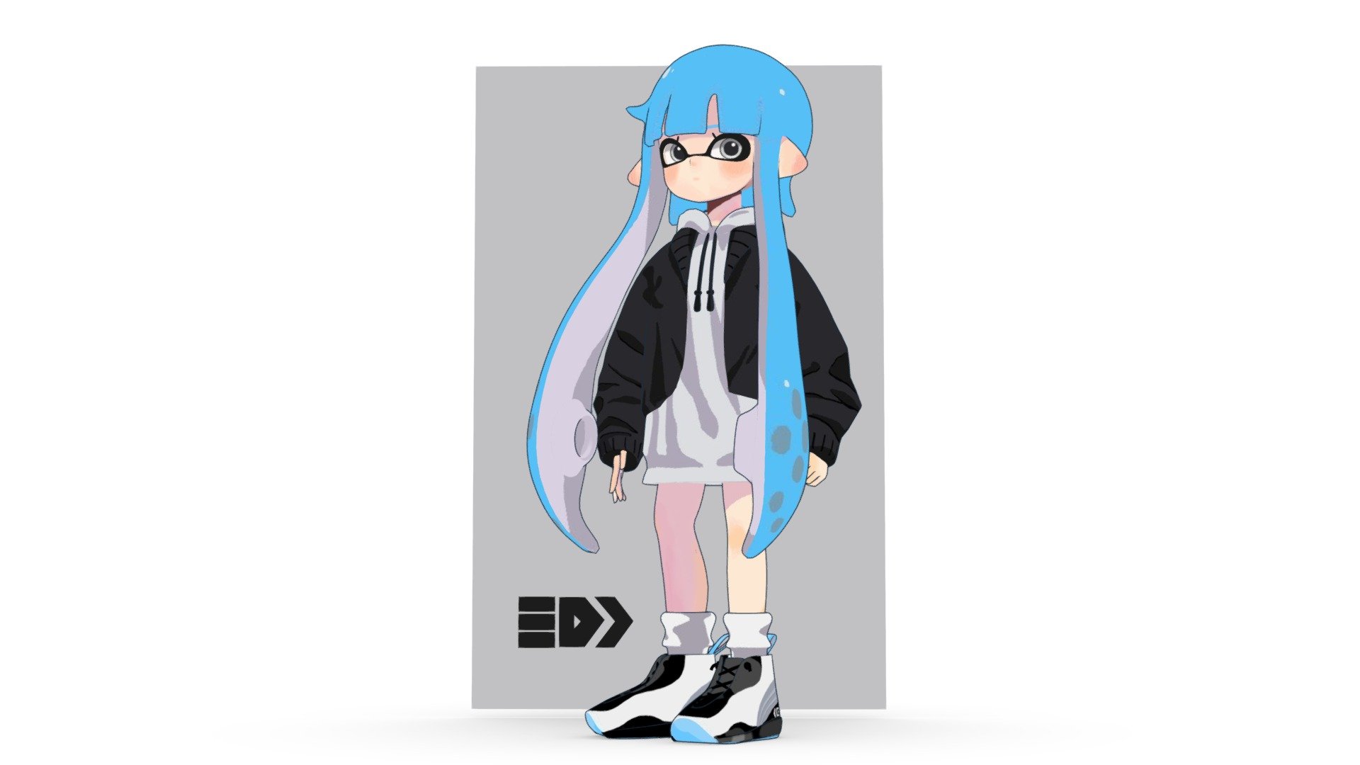 I have done quite a number of tweaking to find a good balance of the proportions of her face, but I'm happy to have it finalized!

3D rendition of the cute illustration by まこ, check out more from her twitter account!
 - Splatoon Girl - 3D model by Akiko.Tomiyoshi 3d model