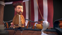 Pirate Ship pelican, rhum, ship, animation, pirate
