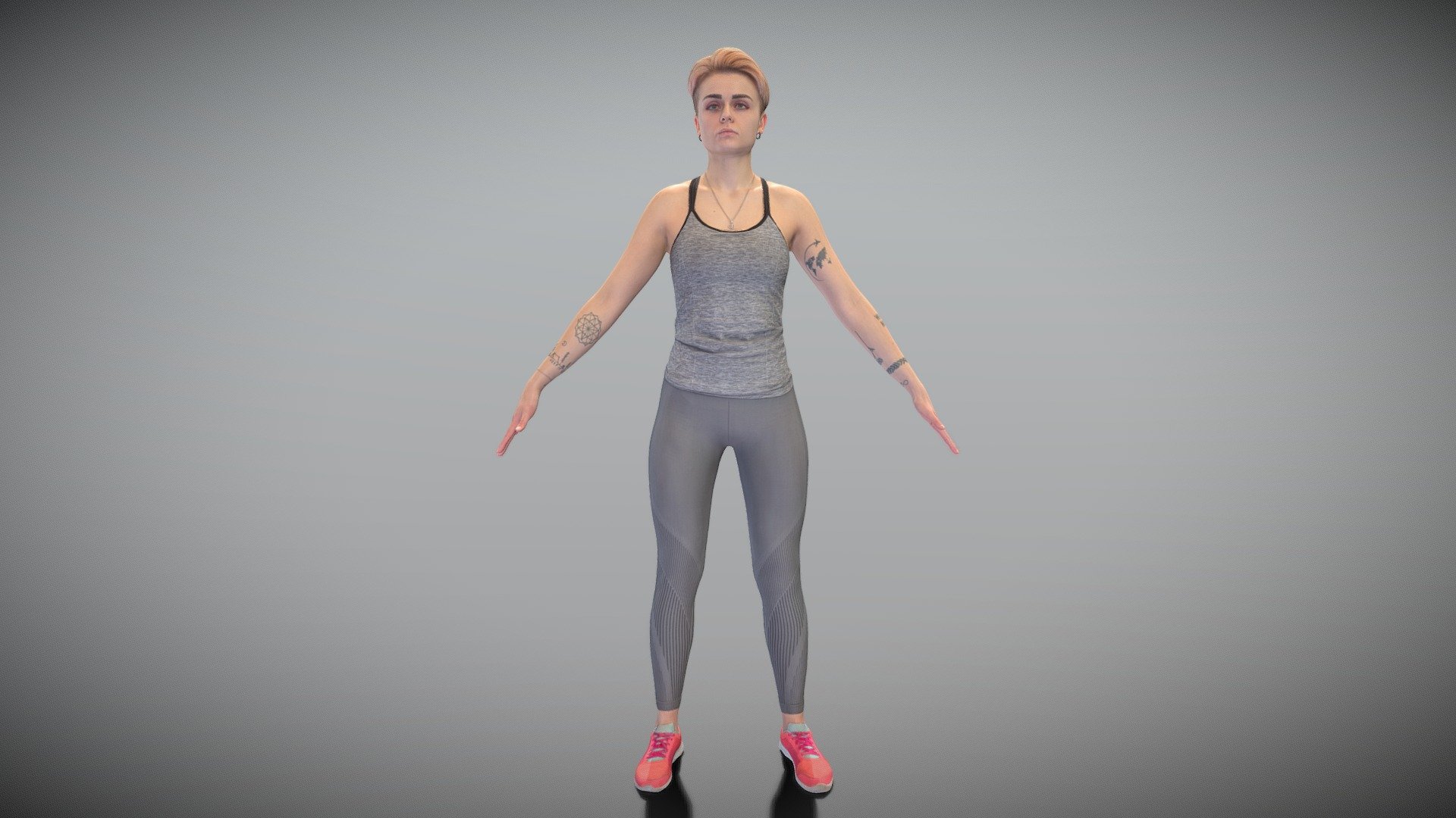 This is a true human size detailed model of a beautiful young woman of Caucasian appearance dressed in sportswear. The model is captured in the A-pose with mesh ready for rigging and animation in all most usable 3d software.

Technical specifications:




digital double scan model

low-poly model

high-poly model (.ztl tool with 5-6 subdivisions) clean and retopologized automatically via ZRemesher

fully quad topology

sufficiently clean

edge Loops based

ready for subdivision

8K texture color map

non-overlapping UV map

ready for animation

PBR textures 8K resolution: Normal, Displacement, Albedo maps

Download package includes a Cinema 4D project file with Redshift shader, OBJ, FBX, STL files, which are applicable for 3ds Max, Maya, Unreal Engine, Unity, Blender, etc. All the textures you will find in the “Tex” folder, included into the main archive.

3D EVERYTHING

Stand with Ukraine! - Sporty woman in grey outfit in A-pose 412 - Buy Royalty Free 3D model by deep3dstudio 3d model