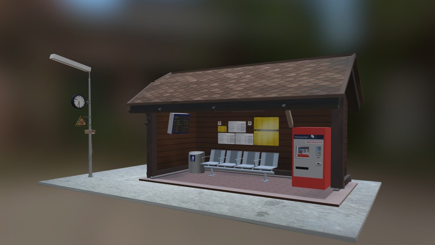 Low poly train station waiting hub done for train simulator - Train Hub - 3D model by oli-r 3d model