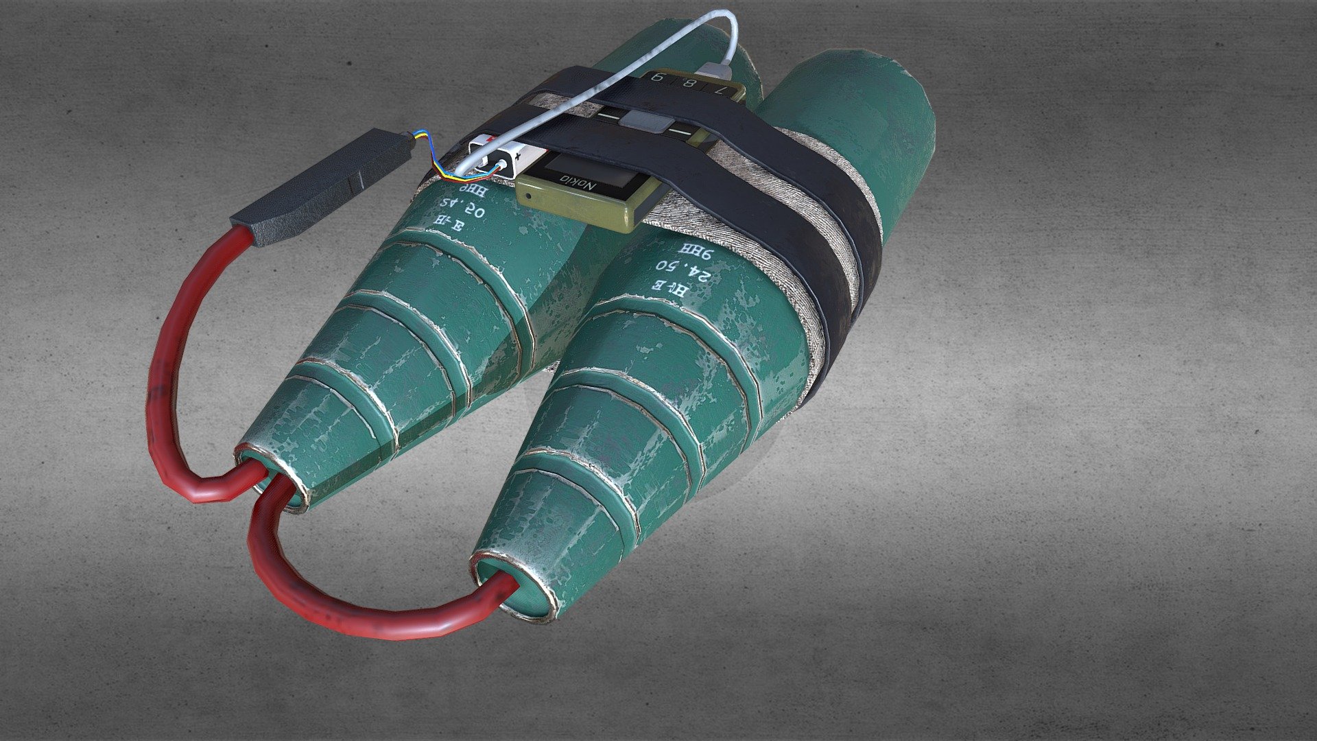 homemade bomb. C4  bomb. free game asset. gameready model. military bobm. baked on marmoset. textured in substance painter 3d model