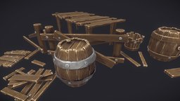 Stylized wooden props stylised, props, props-assets, props-game-ingamemodel, gameart, wood, stylized, modular, gameready
