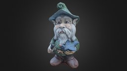 A Ceramic Gnome question of purpose of existence wizard, cute, bird, garden, painted, gnome, ornament, beard, ceramic, outdoor, homely, old, yard, folk, wee, character, man, 3df-zephyr, hand, sentimental