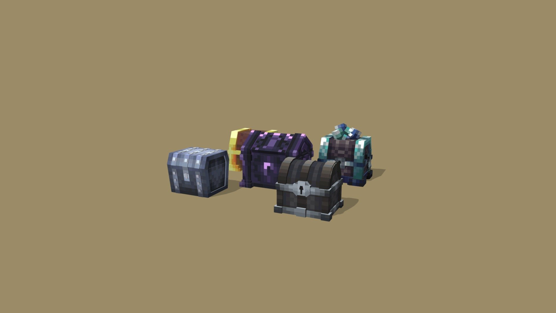 a chest set consist of five different textures, made by blockbench - Chests set - 3D model by yxdzy歪叉 (@yxdzy) 3d model