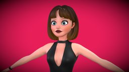 Stylized Cartoon Girl Rigged Character