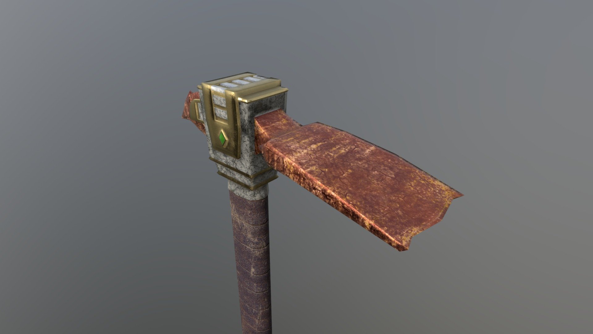 Enhance your best survival/crafting projects (game, render, advertising, design visualization, VR/AR&hellip;) with this awesome Orichalcum Hoe !

Game-ready !

Low-poly but very high quality material for the best visual and performance. Ideal for VR/AR games !

PBR material ready-to-go optimized for multiple engines and rendering software (Unity, Unreal Engine, Crysoftware, Blender&hellip;)

Technical Details

-&gt; 1 High-detail mesh but very optimized in poly-count :




556 Vertices | 462 Faces | 855 Tris

Clean mesh, only planar quads and tris

Smoothing group, pivot point and Position/Rotation/Scale already set

Real-size object

-&gt; 1 PBR Material

-&gt; 4 Textures in 2k resolution :




Albedo/Diffuse/Color map

Metalic/Roughness map

Normal map

Ambient Occlusion map

-&gt; UV Map clean and no-overlapping.

-&gt; Modelized in Blender and textured in Substance Painter.

-&gt; Multiple file available : .blend, .fbx, .obj, .unitypackage.

For any more informations, don't hesitate to contact me ! - Hoe Orichalcum - Buy Royalty Free 3D model by Arigasoft 3d model