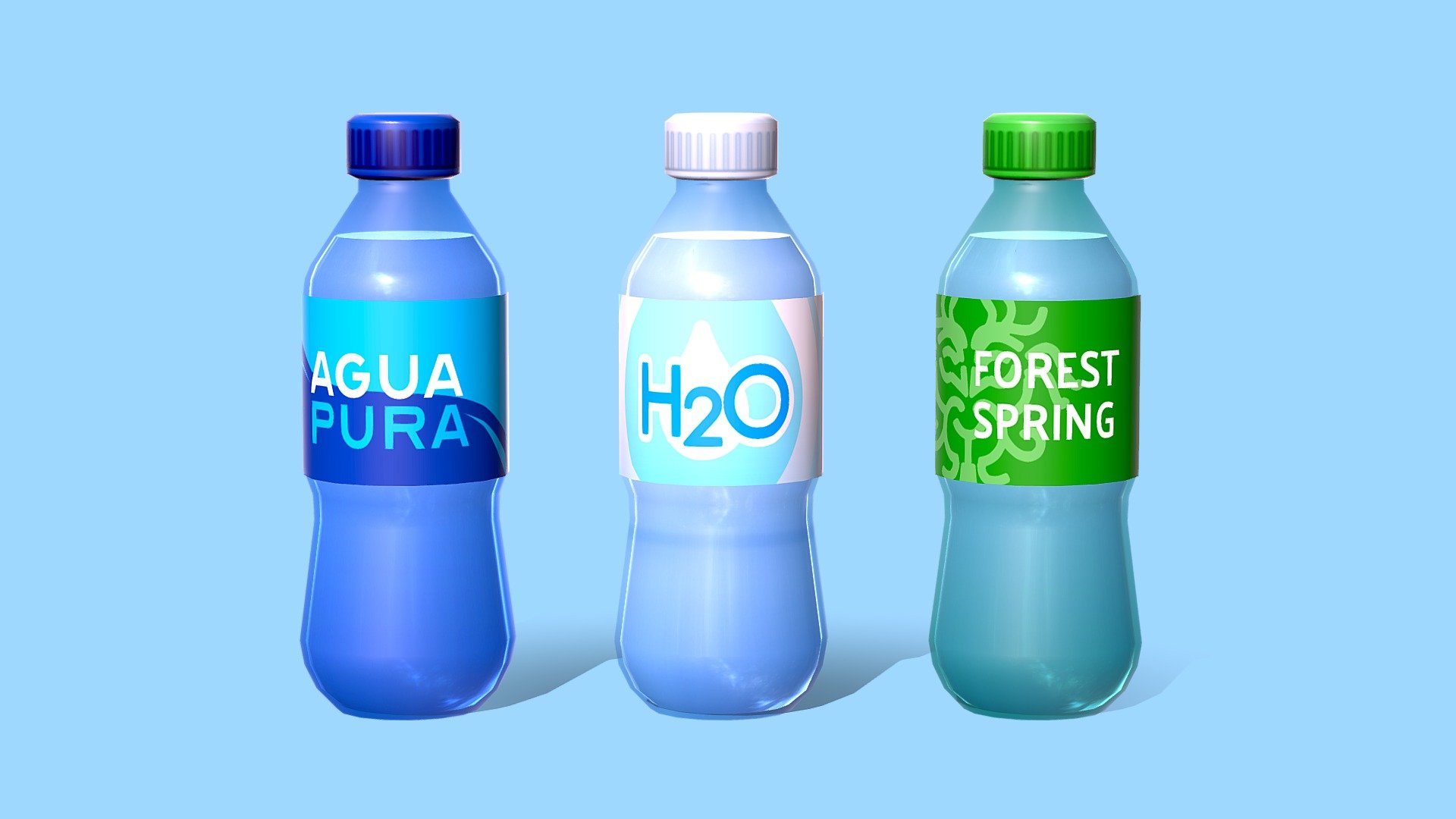 It's water! 


Three types of water bottles with unique labels. 
The Bottles, water, labels and caps are all seperate models and modular so you can mix and match. 
1024x1024 diffuse textures
Low-poly, hand-painted and modular
 - Water Bottles - Buy Royalty Free 3D model by Megan Alcock (@citystreetlight) 3d model