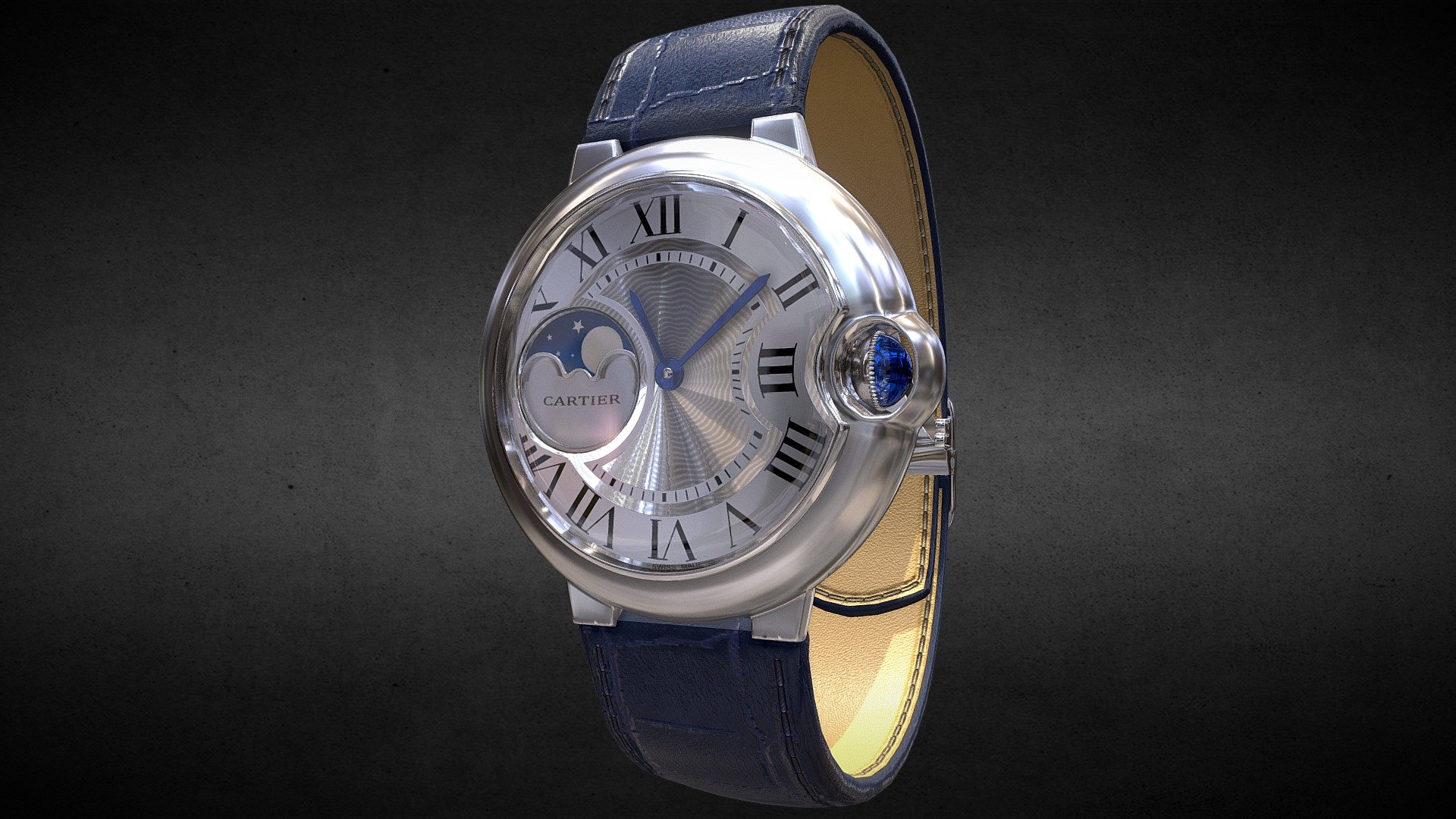 Awesome stainless steel Ballon Bleu de Cartier Watch․
Use for Unreal Engine 4 and Unity3D. Try in augmented reality in the AR-Watches app. 
Links to the app: Android, iOS

Currently available for download in FBX format.

3D model developed by AR-Watches

Disclaimer: We do not own the design of the watch, we only made the 3D model 3d model