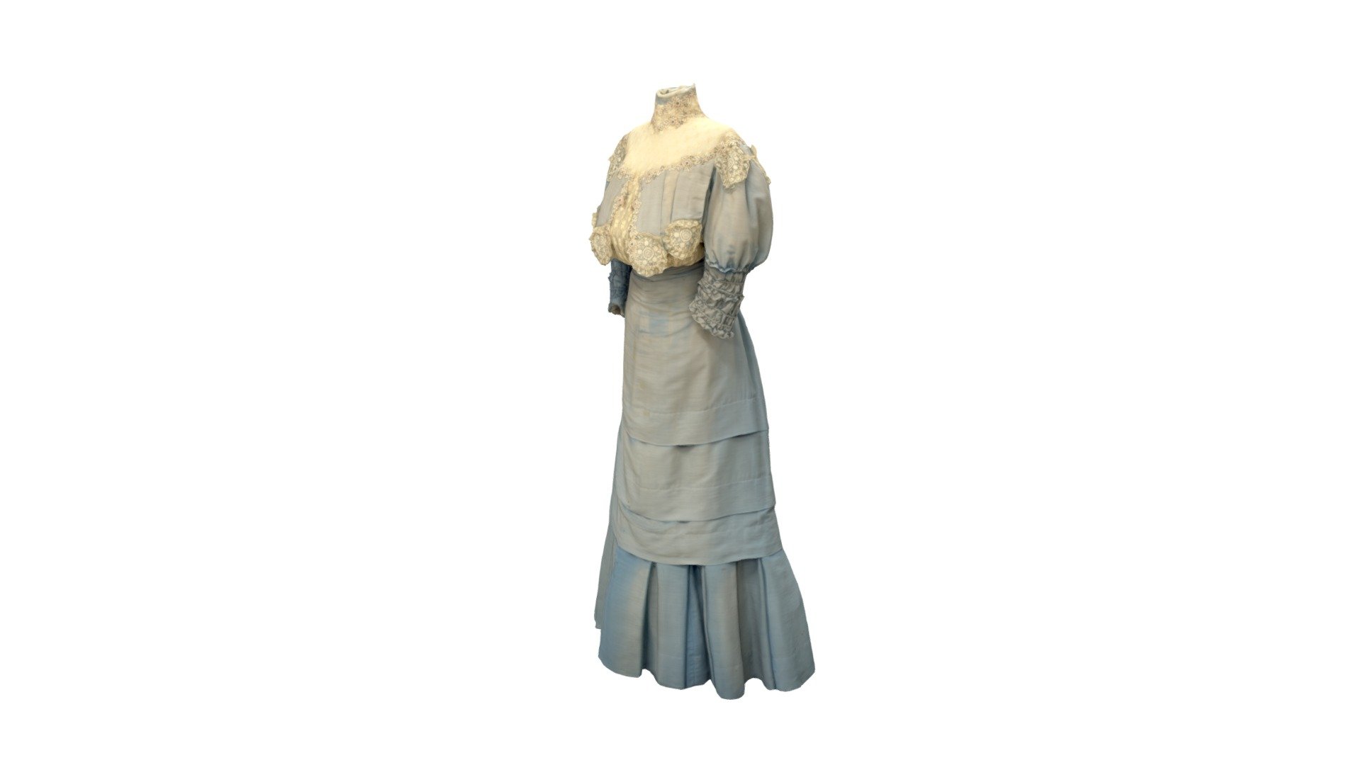 This blue silk dress with its classic turn-of-the-20th-century silhouette was worn by Anna Maxwell in her wedding to Fort Collins druggist A.W. Scott 3d model