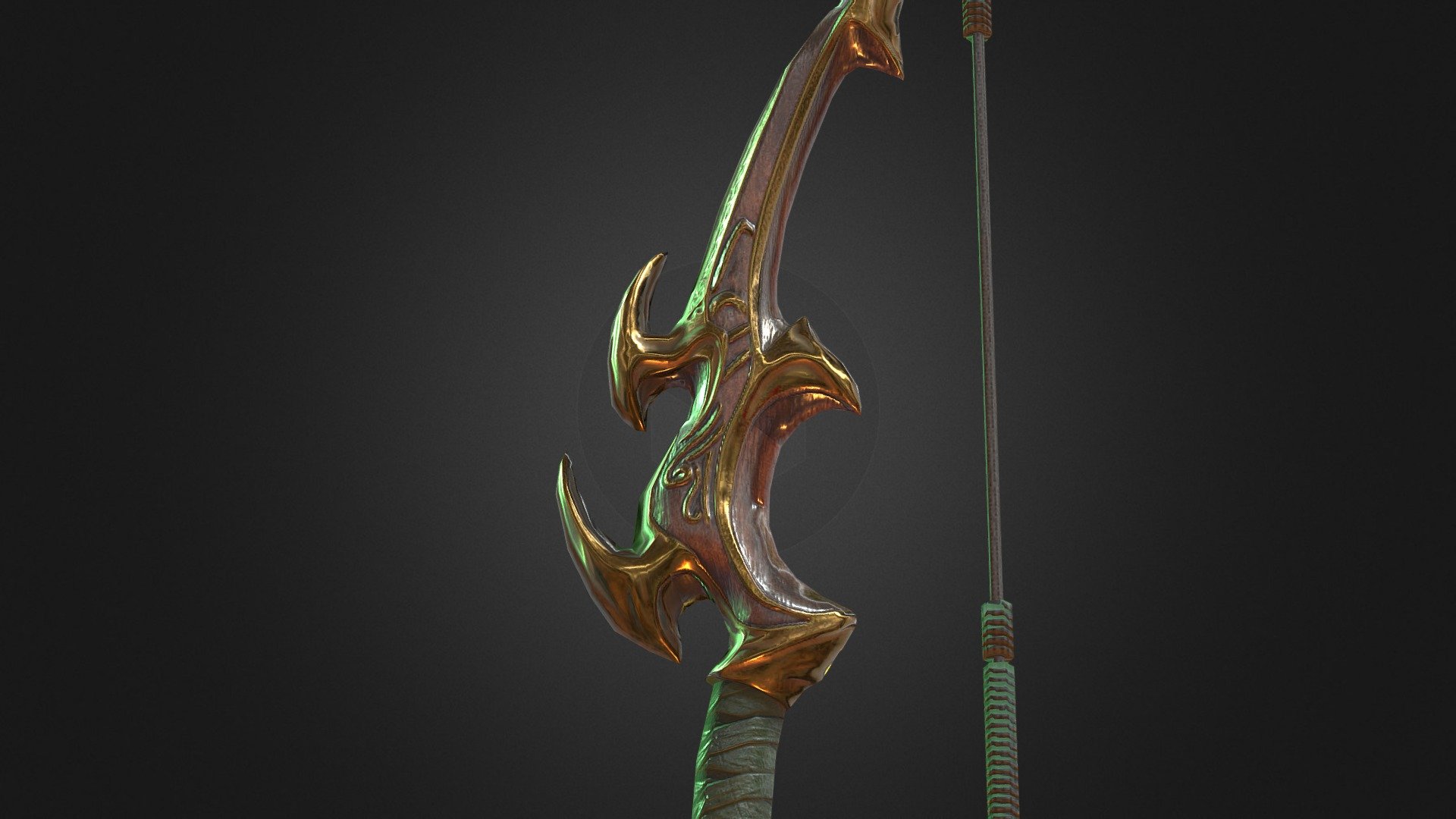 Supporting creating weapon in Iron Blade, 2100 tris, 512 texture, Modeled in 3ds max and sculpt in zbrush Textured in substance painter Concept by Iron Blade concept artist 3d model