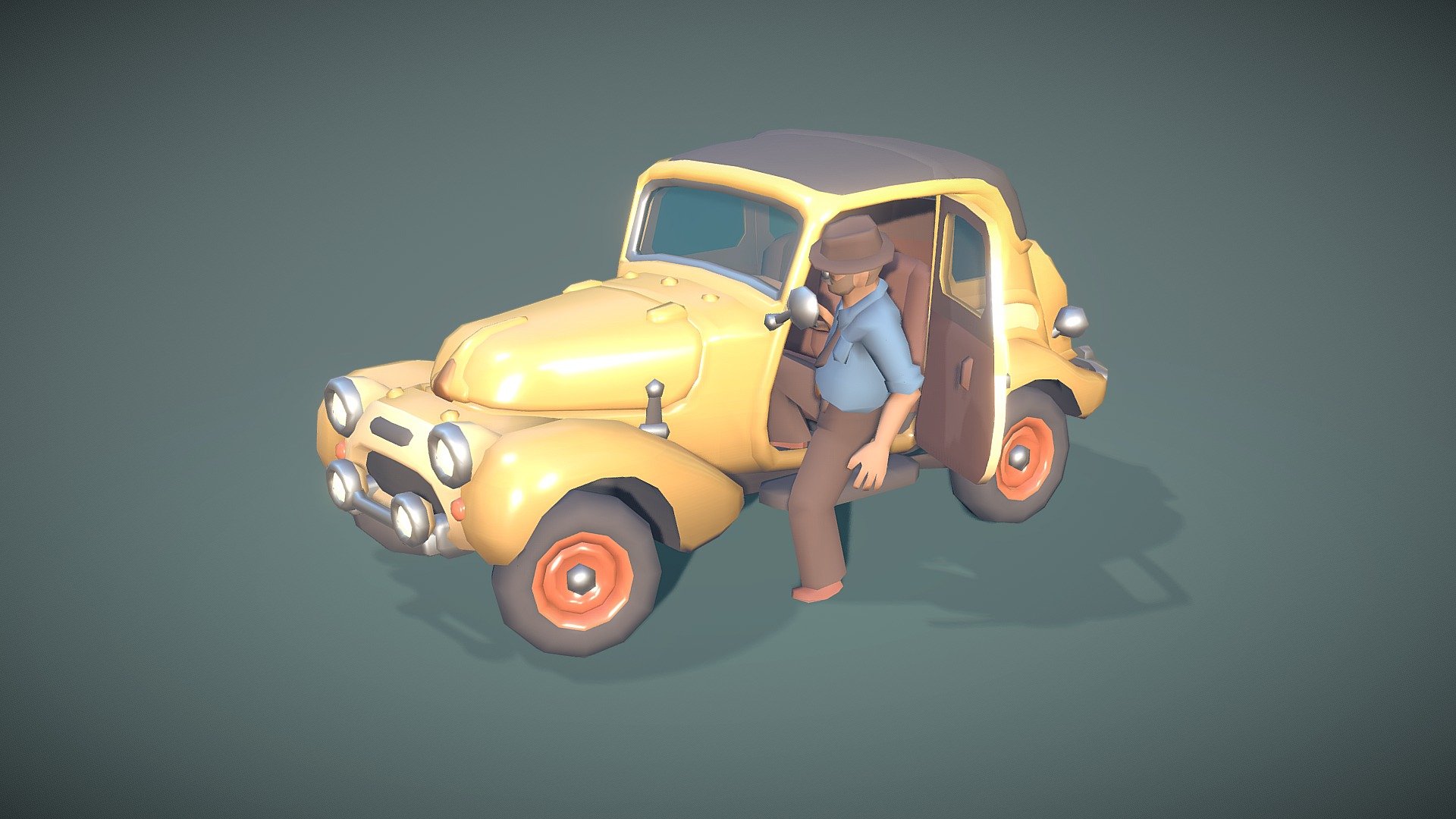 Yay! It's released!)

The main vehicle body here is the same as in this model (https://skfb.ly/ouswY), but the attached parts (bonnet, fenders, etc.) are different 3d model