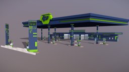 Gas Station gas, oil, petrol, diesel, service, station, car, street, shop