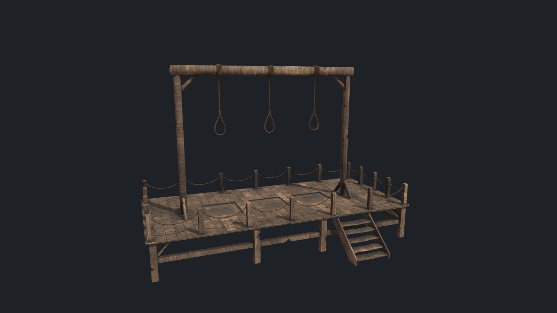 This gallow model created and shared by sharetextures.com You can download it from our website for free and up to 4K resolution. Our free models are CC0, you can use it anywhere you want without any license restriction 3d model