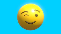 Wink Face Emoticon Emoji or Smiley face, cute, happy, icon, yellow, emoticon, expression, wink, flirt, smiley, blink, character, ball, noai, eyewink