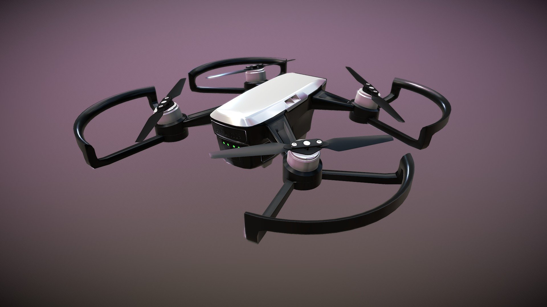 DJI Spark  with realistic materials. Low Poly - DJI Spark drone Low poly Animated - 3D model by unlim3d 3d model