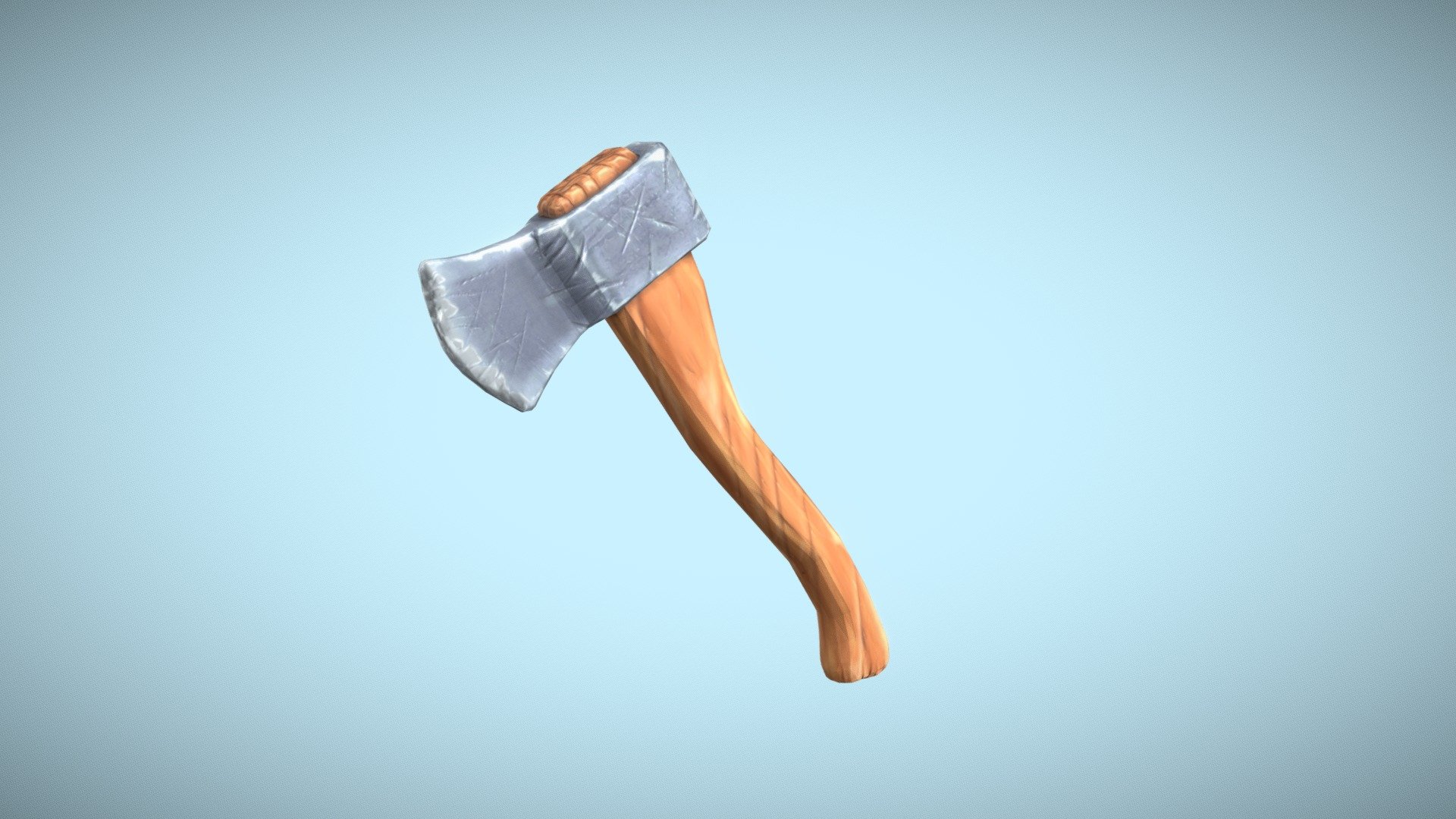 Simple stylized hatchet. Lowpoly model in hand painted style 3d model