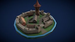 Village model I made for tabletop simulator boardgame, town, substancepainter, game, 3dsmax, lowpoly, building, village