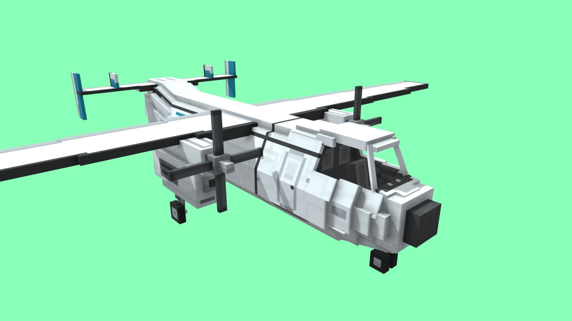 A plane made in Blockbench for Minecraft Bedrock Edition for the Marketplace map “Military Navy” by Vaeron - Cargo Aircraft - 3D model by JannisX11 3d model