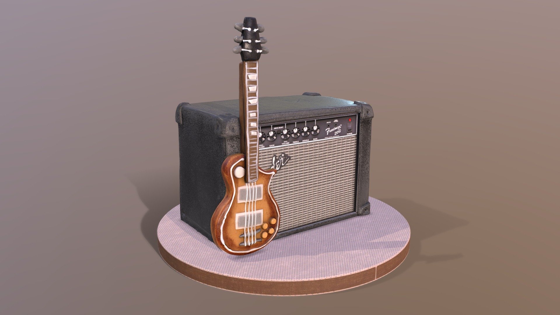 This legendery Fender Gutar Amplifier Musician Cake model was created using photogrammetry which is made by CAKESBURG Premium Cake Shop in the UK. You can purchase real cake from this link: https://cakesburg.co.uk/products/fender-guitar-amplifier-guitarist-cake-1?_pos=2&amp;_sid=dd9339c46&amp;_ss=r

Textures 2X 4096*4096px PBR photoscan-based materials Base Color, Normal Map, Roughness) - Guitar and Amplifier Musician Cake - Buy Royalty Free 3D model by Cakesburg Premium 3D Cake Shop (@Viscom_Cakesburg) 3d model
