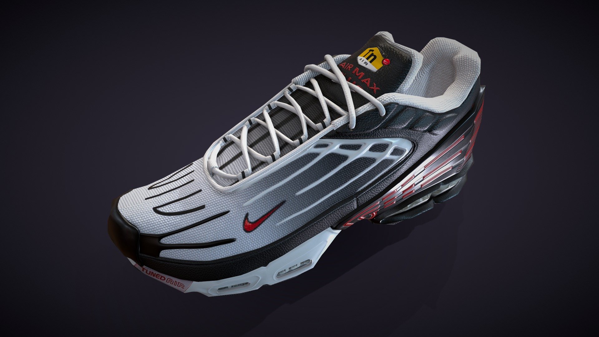 Lowpoly model of Nike air tuned3

Project details: https://www.artstation.com/artwork/k40lex - Nike air Tuned3 - 3D model by ShaheenCG 3d model