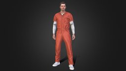Man Prisoner body, hair, suit, tshirt, shirt, jacket, clothes, pants, shoes, worker, working, head, uniform, sweater, outfit, sneakers, prisoner, overall, overalls, jumpsuit, character, 3d, model, man, female, male, modular, clothing, coverall, prisoning