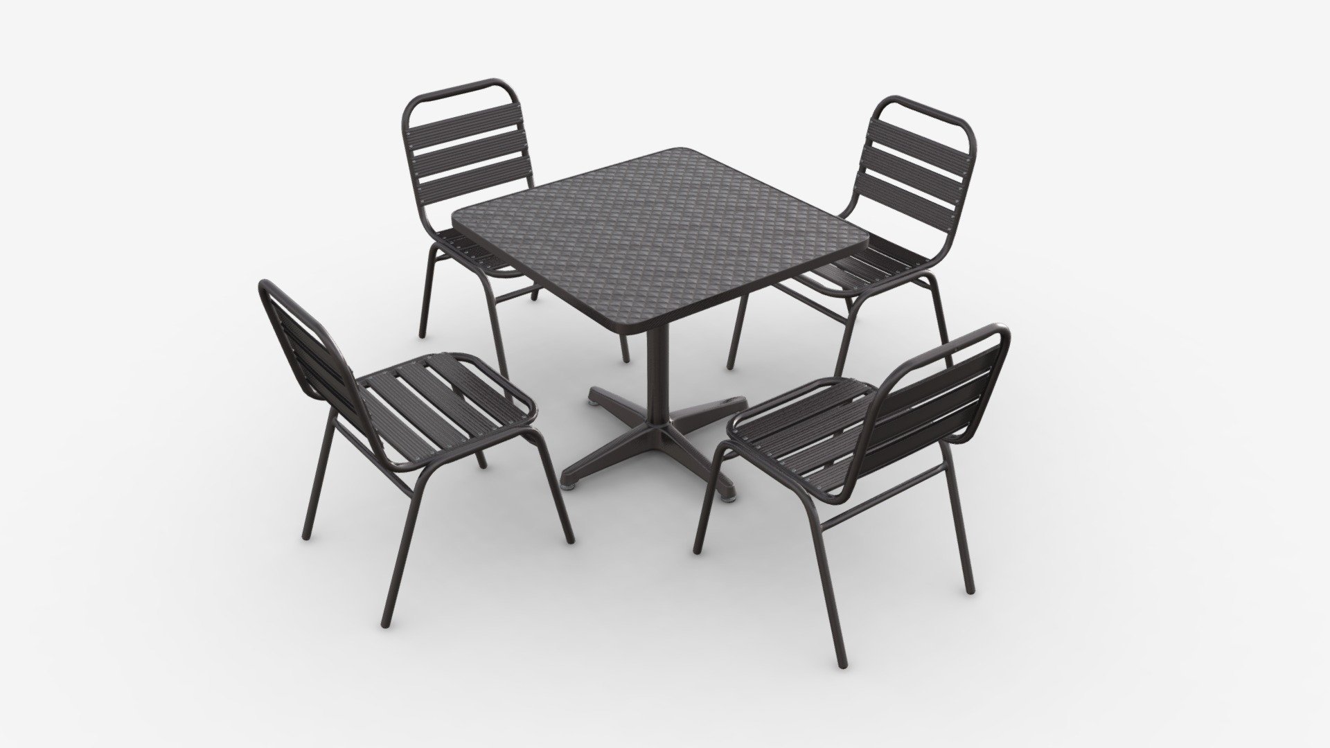 Square Metal Dining Table with Chairs - Buy Royalty Free 3D model by HQ3DMOD (@AivisAstics) 3d model
