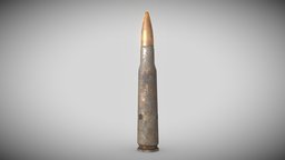 Corroded .50 Cal Bullet 3D Scan 3dscanned, ue4, unity5, low-poly