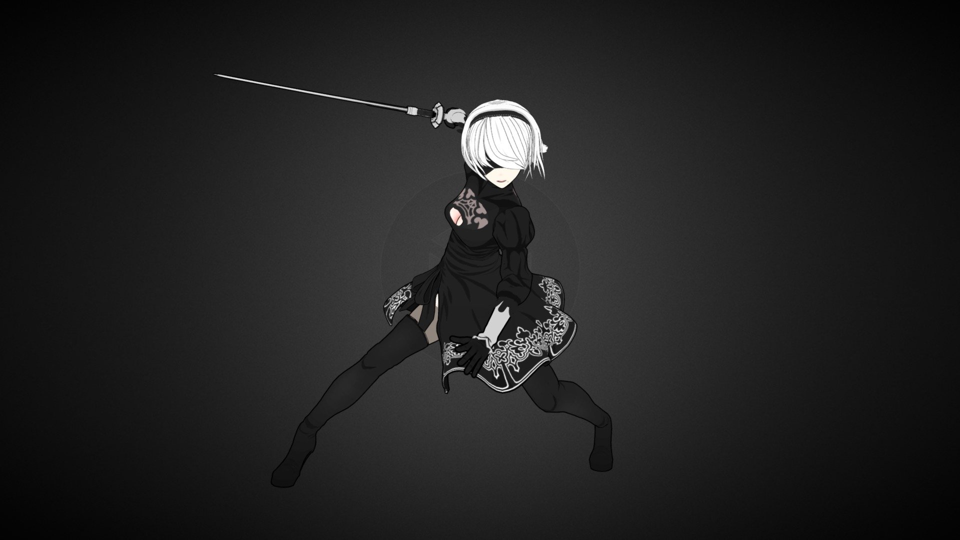 Yorha Type-B number 2, 2B from Nier: Automata. DId an anime version take from the anime adaptation - Yorha 2B - 3D model by Maple (@mapletree) 3d model