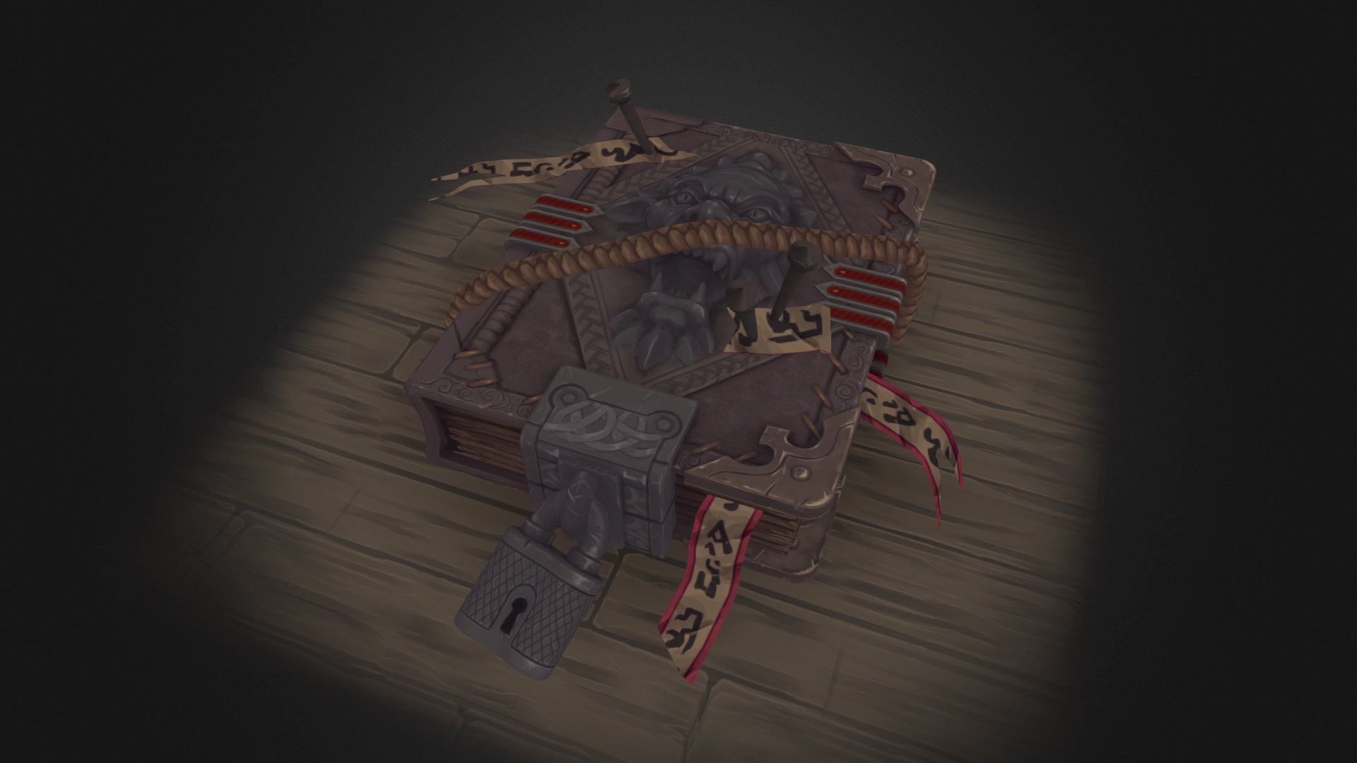 A Spellbook based on this artwork.

I wanted to do a fantasy item with a handpainted texture and absolutely loved the drawing! Took me quite a while in my free time, but I'm happy with the result.

Diffuse only, one 2048x2048 texture 3d model