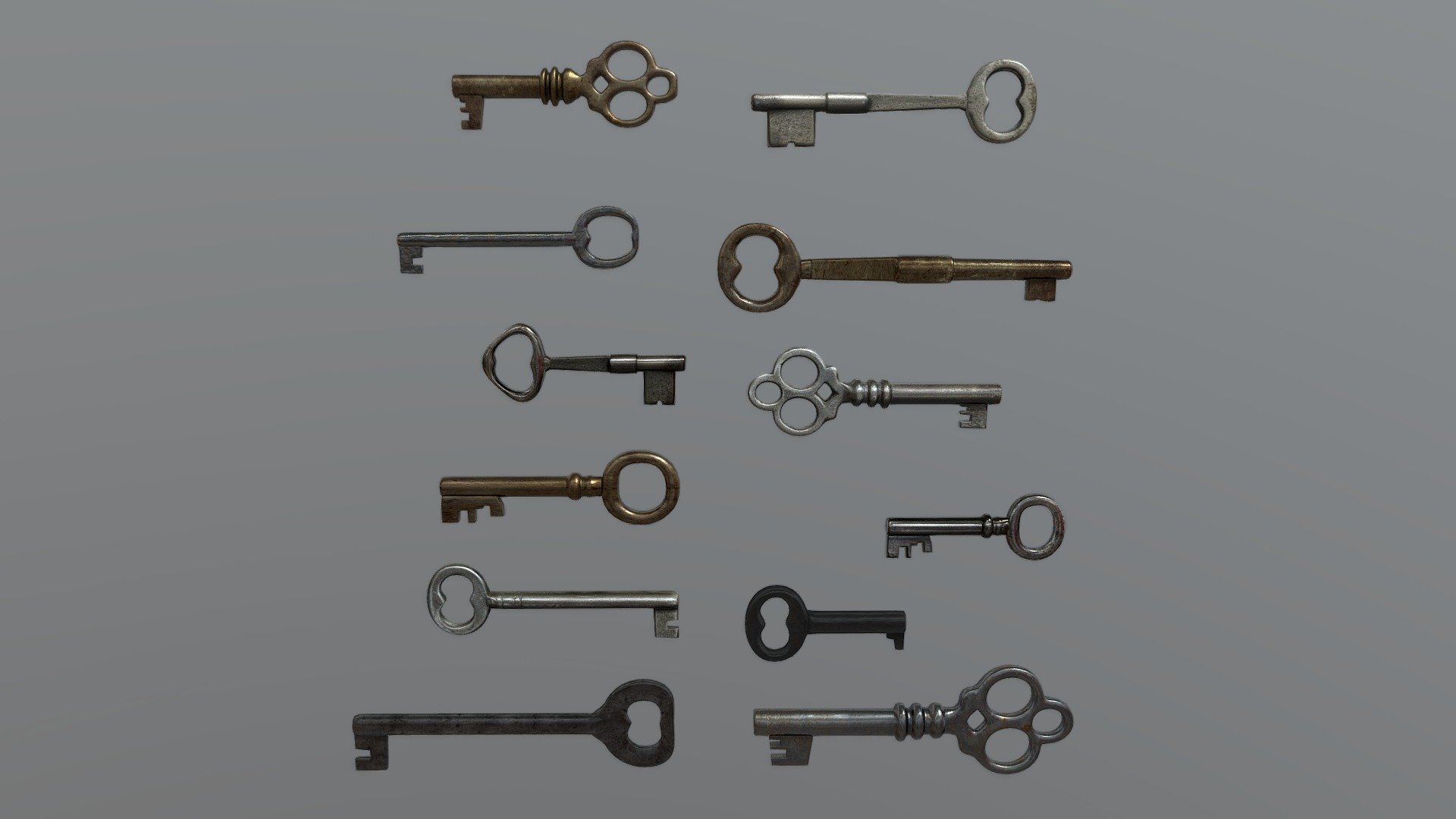 A Bunch Of Old Rusty Worn Keys In One Pack 3d model