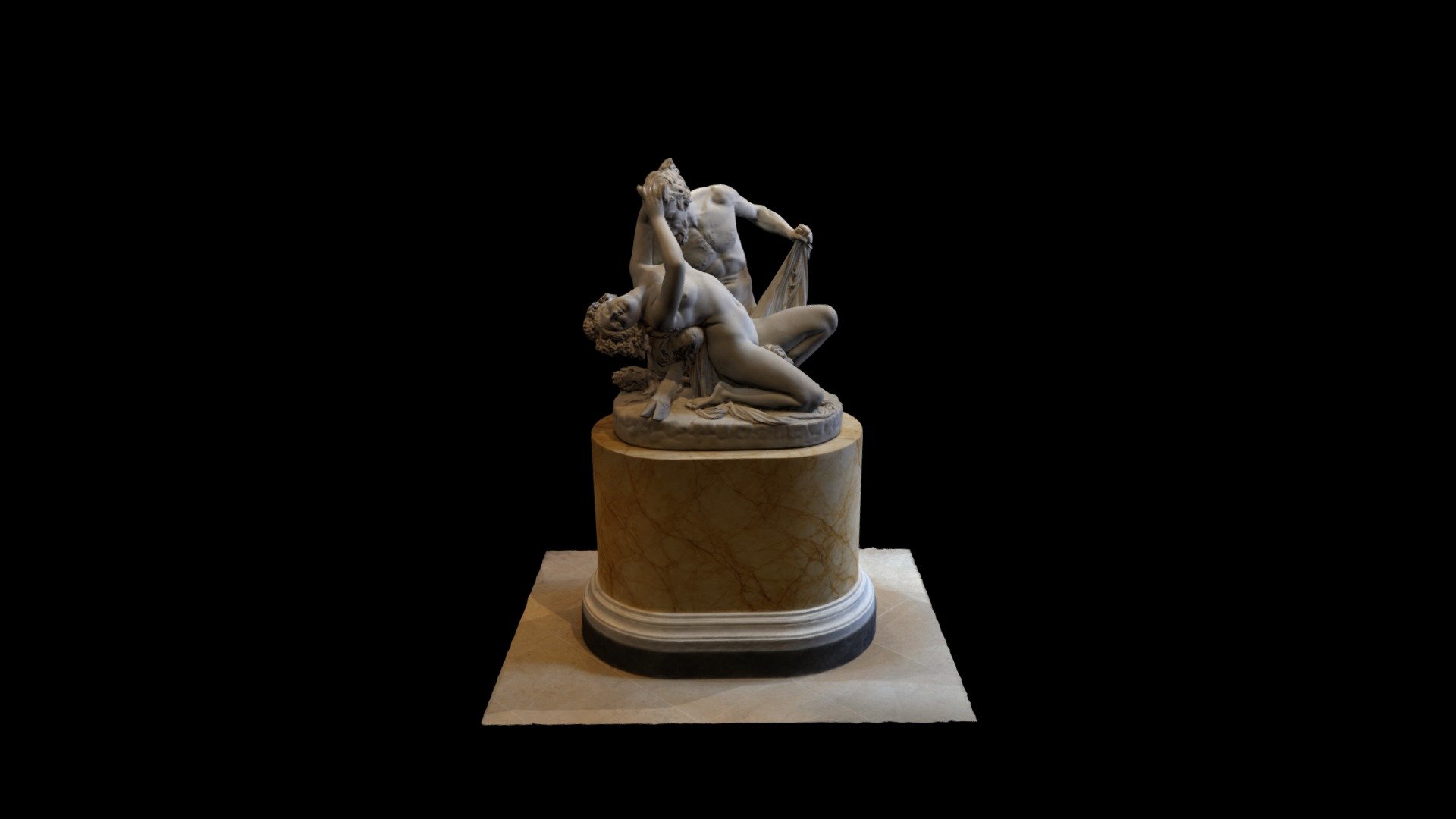 Satyre and bacchante is a marble group, sculpted by James Pradier, between 1830 and 1834. His exhibition at the 1834 Salon of Painting and Sculpture caused a scandal by the realism and sensuality of the nude - Sathyre and Bacchante - Louvre Museum - 3D model by godardparis 3d model