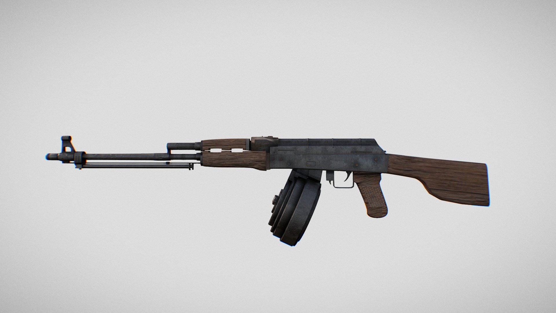This is a 3D model of an RPK LMG I made using Blender, which uses most of parts of the AK-47 model that I previously made 3d model