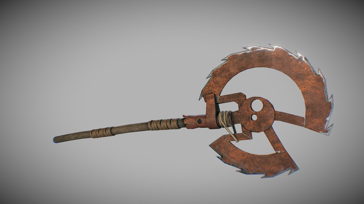Bob couldn't choose between a chainsaw or an axe. So Bob chose both, be like bob and use this weapon!

(interested in the project? here is our page https://www.facebook.com/RushIsland/?fref=ts ) - Rush Island Sawblade Battleaxe - 3D model by Rayco Haex (@dutchallians) 3d model