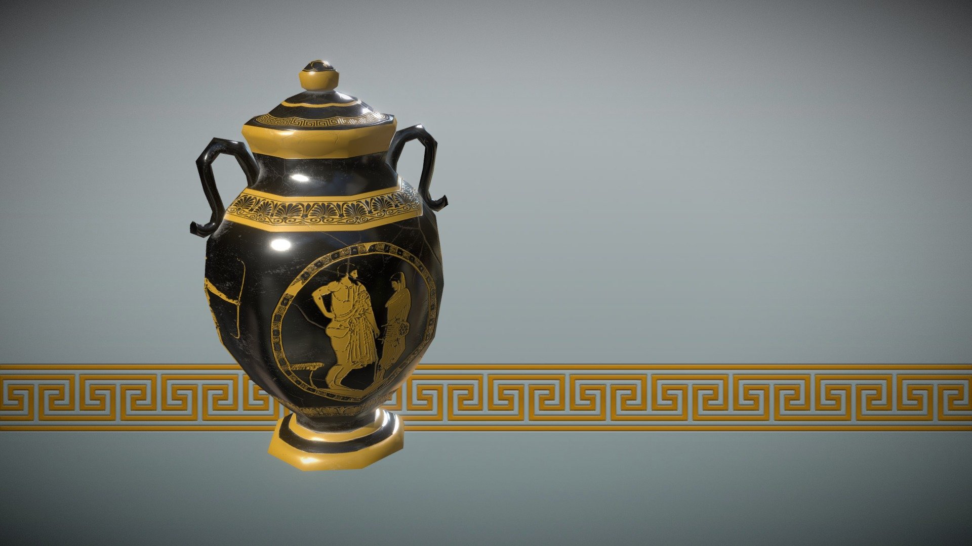 Here is a double-handled lidded urn in an ancient Greek style 3d model