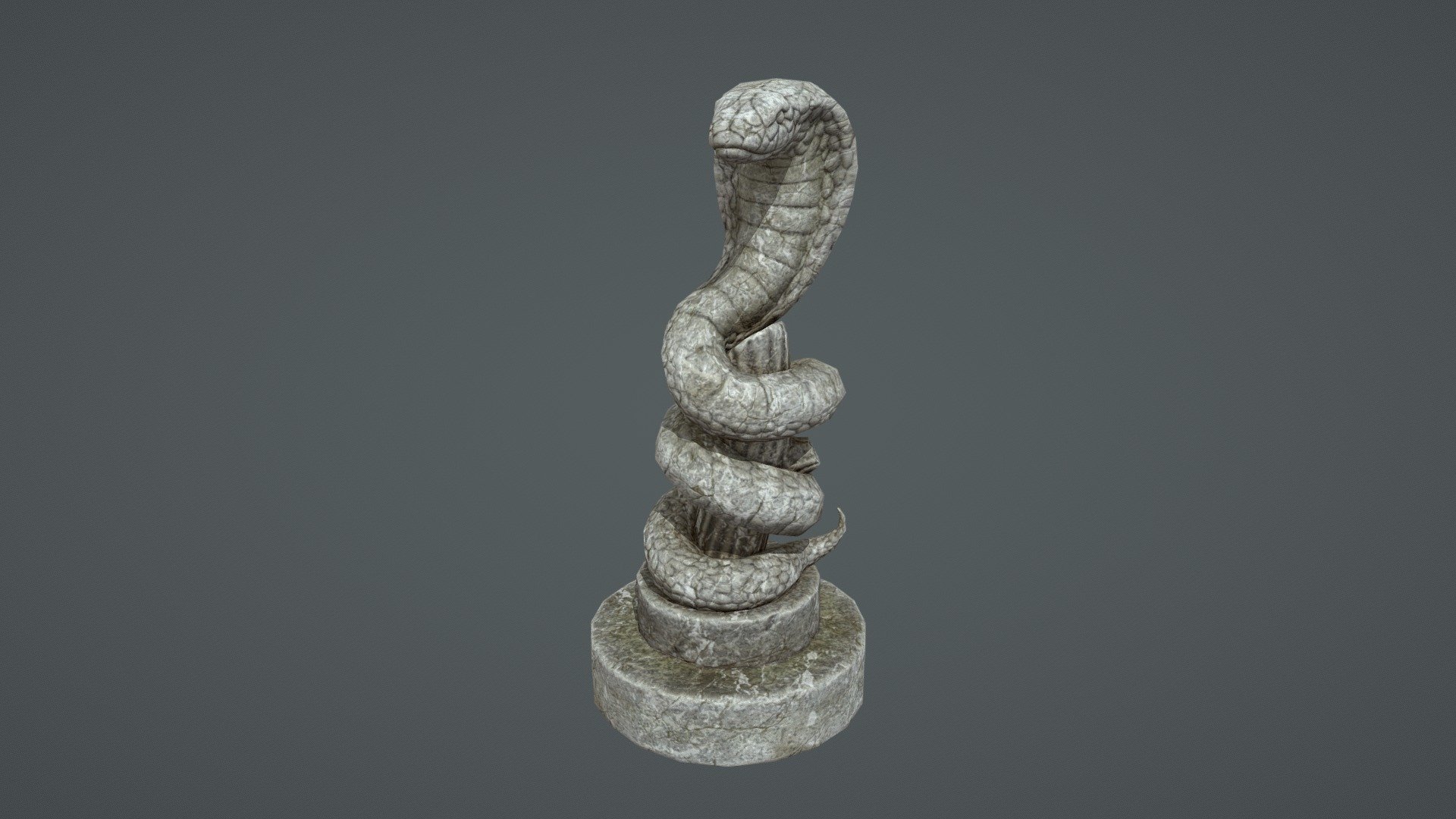 This is another game asset that is part of the spring update for our game &lsquo;Fishery'. It is a decorative statue that players can place in their aquariums to give it a bit of a mysterious or ancient feeling. The design itself is quite stylized. For instance the proportions of the snake are quite wrong but I think it works and fits the overall stylization of the game.

For anyone interested in the game it can be found here: 
https://store.steampowered.com/app/809730/FISHERY/ - Snake Statue Aquarium Decoration - 3D model by Undercover Cheese (@UndercoverCheese3D) 3d model