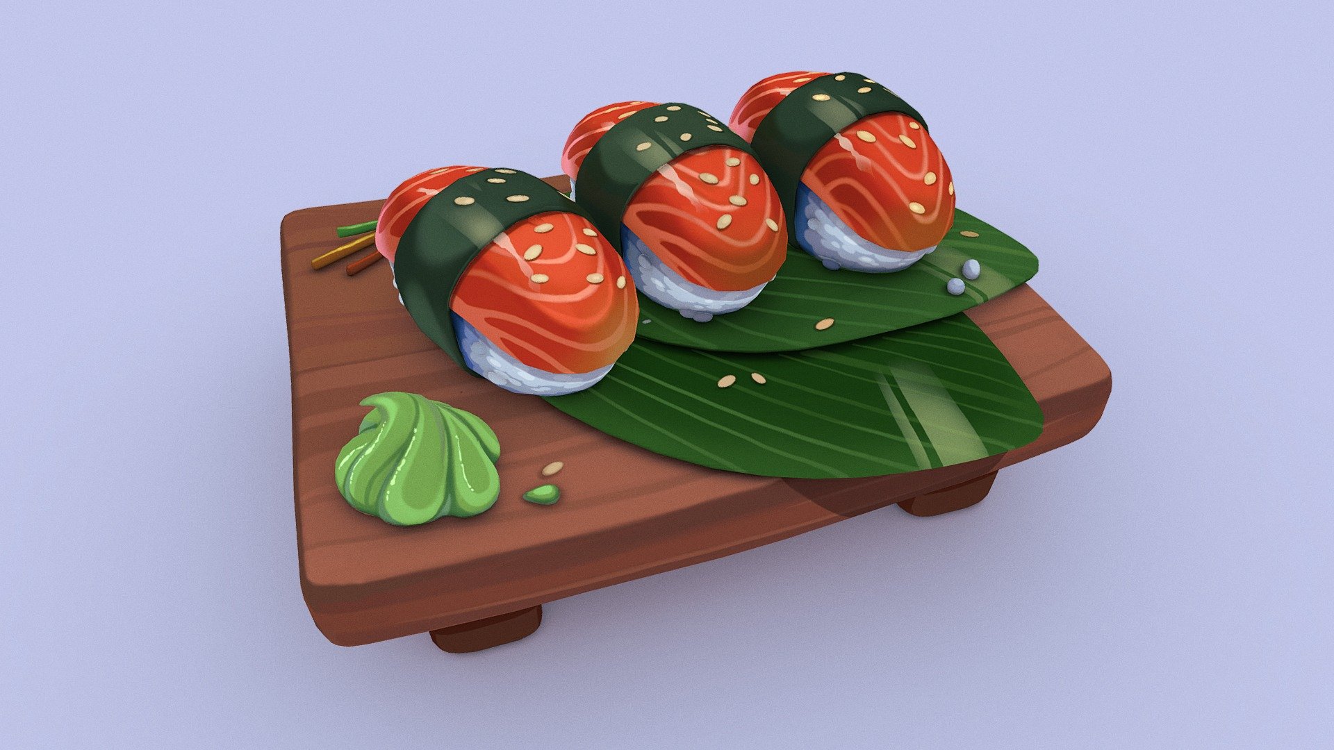 Concept by Ekaterina Varaksina on ArtStation - Sushi Platter - 3D model by Meltem (@MeltemOzcelik) 3d model