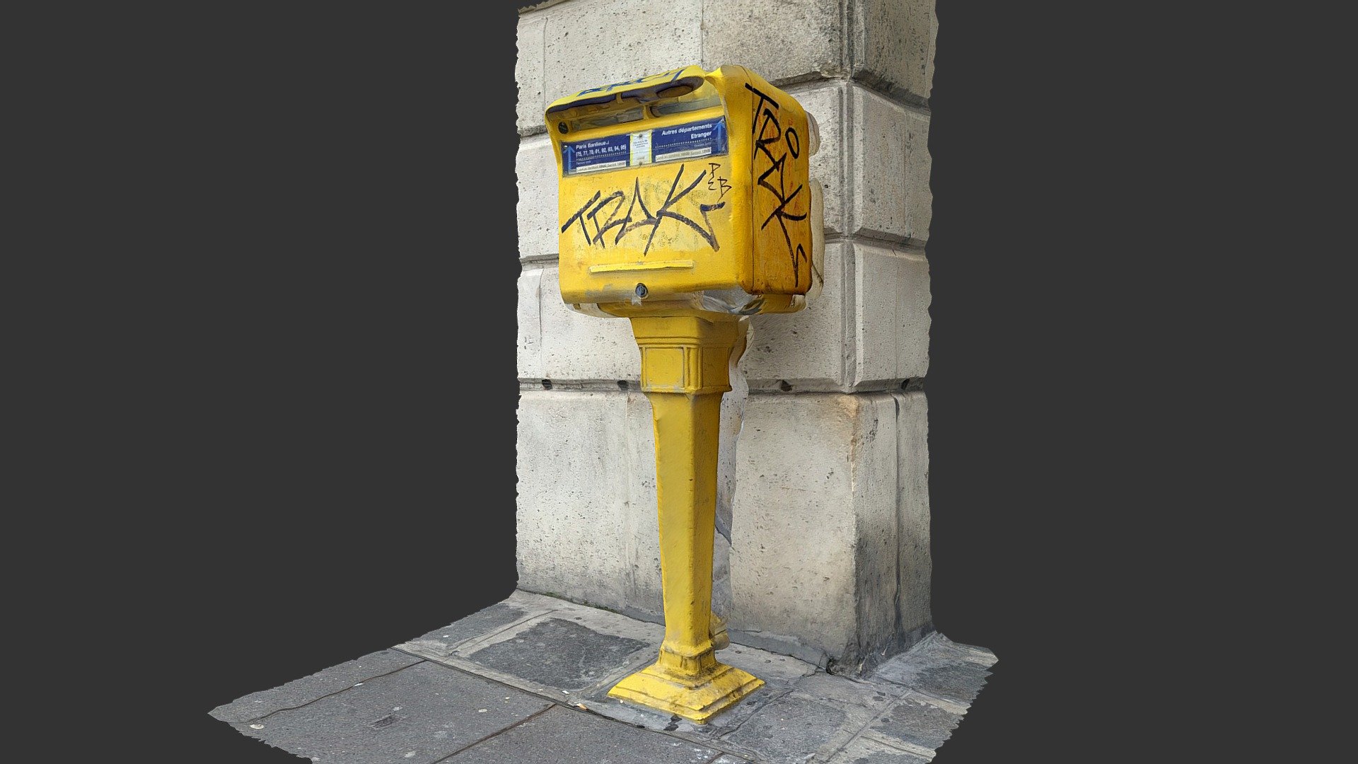A French mailbox captured on Île de la Cité, at the heart of Paris 3d model
