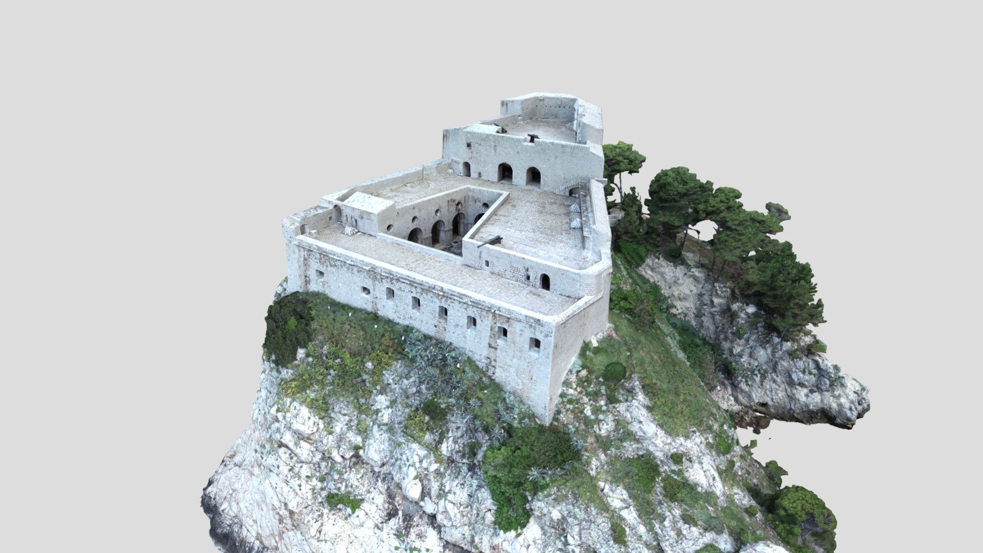 The fort raises on the 37-metre high sea cliff outside the city walls. The people of Dubrovnik built the fort in order to protect the western sea access to the City, particularly from the Venetian fleet. The construction began in 1018 and was completed in the 16th century. The thickness of the walls facing the sea is between 4 and 12 metres. Above the entrance is an inscription in Latin language: NON BENE PRO TOTO LIBERTAS VENDITUR AURO (Freedom is not sold for all the gold of the world).

The fort houses a chapel of St. Lawrence, and its courtyard with a cistern serves as a magical venue for theatrical performances. A large number of plays has been performed here within the Dubrovnik Summer Festival programme. Compared with Elsinore, Lovrijenac Fort has become the perfect world famous setting for Shakespeares Hamlet. The fort is opened for visitors 3d model