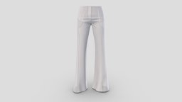 Spaniard Bell Bottom White Female Pants white, fashion, retro, girls, bottom, pants, bell, classy, summer, transparent, womens, elegant, spaniard, pbr, low, poly, female